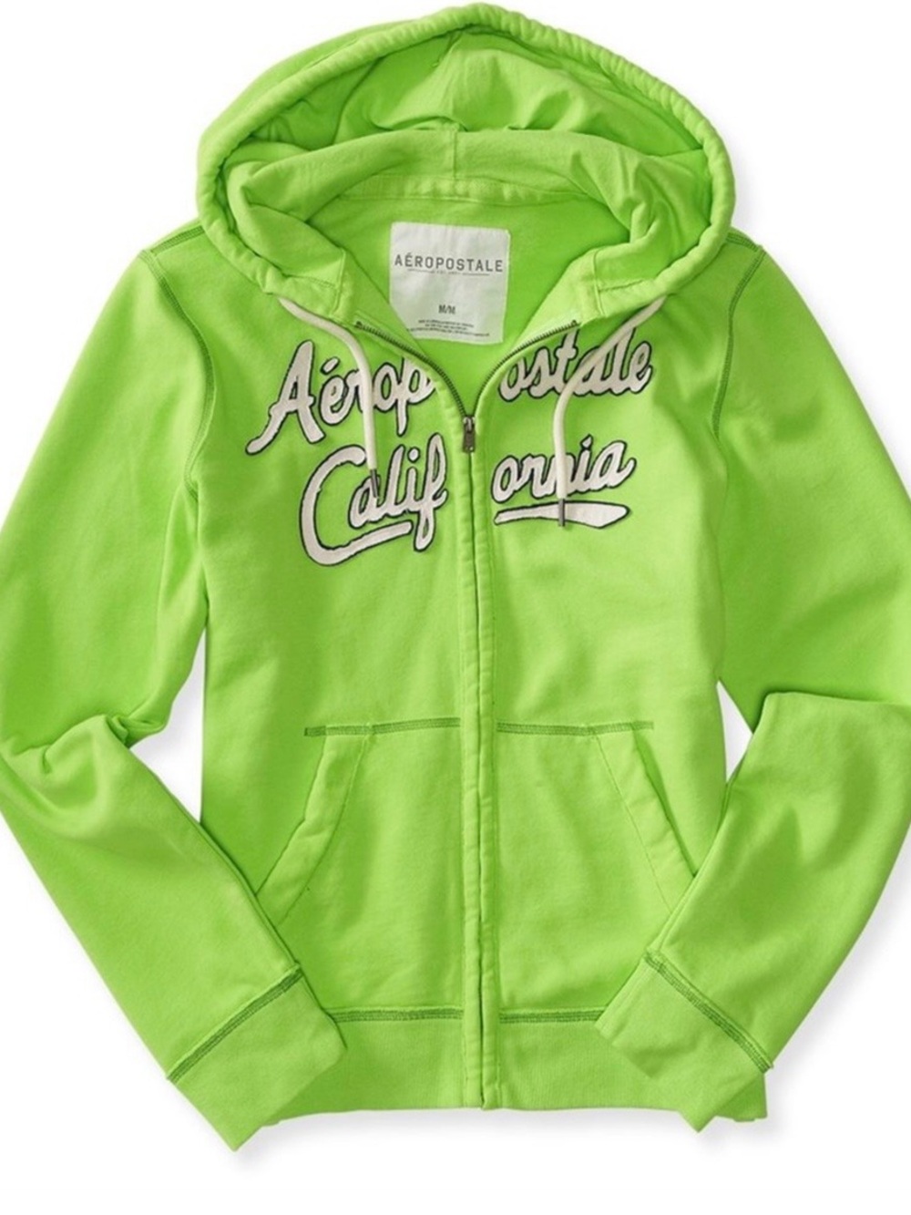 Aeropostale Lime Green California Full Zip Hoodie Medium